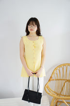 Nillie Button Down Knit Vest Top in Yellow