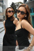 BASH x NELOIRE - Candace Ruched Cowl Neck Top in Black + With Faith Satin Skirt in Black