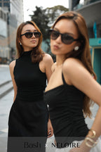 BASH x NELOIRE - Candace Ruched Cowl Neck Top in Black + With Faith Satin Skirt in Black
