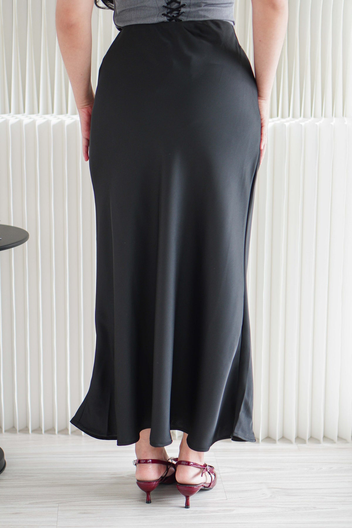 BASH x NELOIRE - Candace Ruched Cowl Neck Top in Black + With Faith Satin Skirt in Black