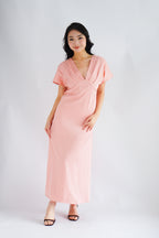 Ophie Deep V Satin Maxi Dress in Pink