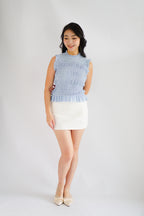 Carcy Gingham Smocked Top in Blue