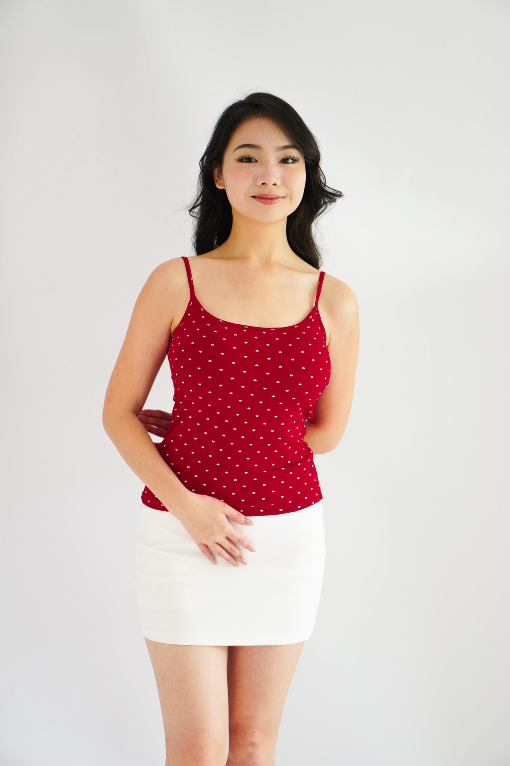 Hati Padded Camisole Top in Red Hearts