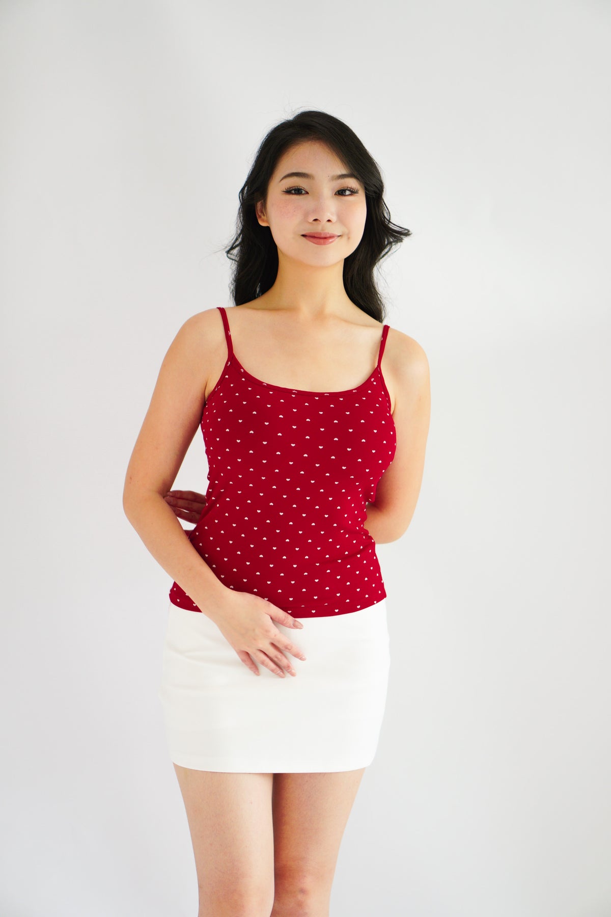 Hati Padded Camisole Top in Red Hearts