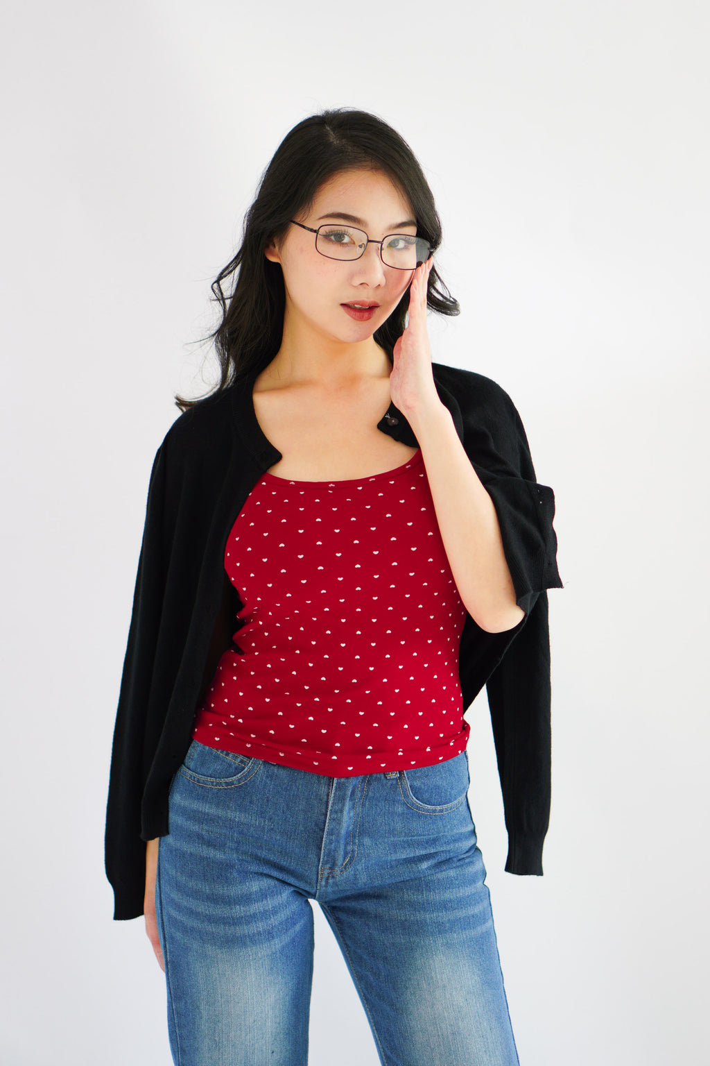 Hati Padded Camisole Top in Red Hearts
