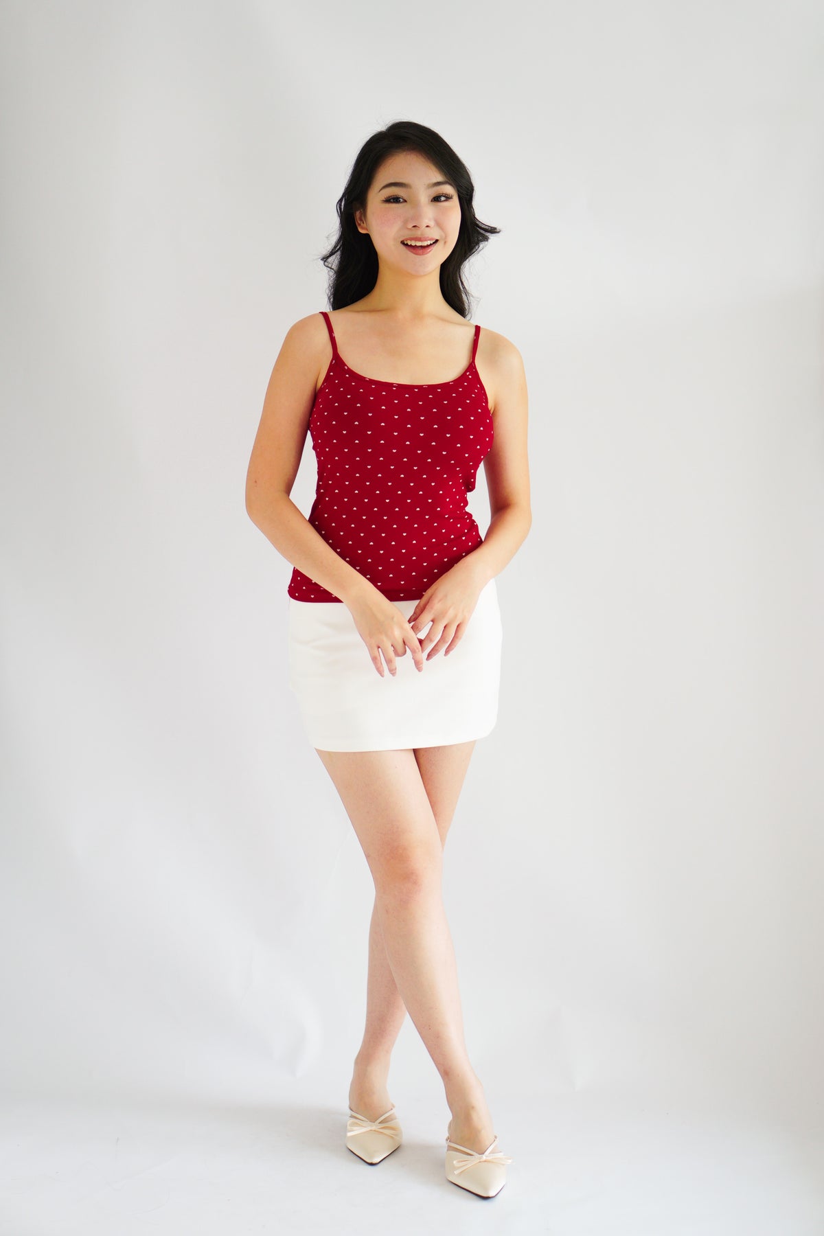 Hati Padded Camisole Top in Red Hearts
