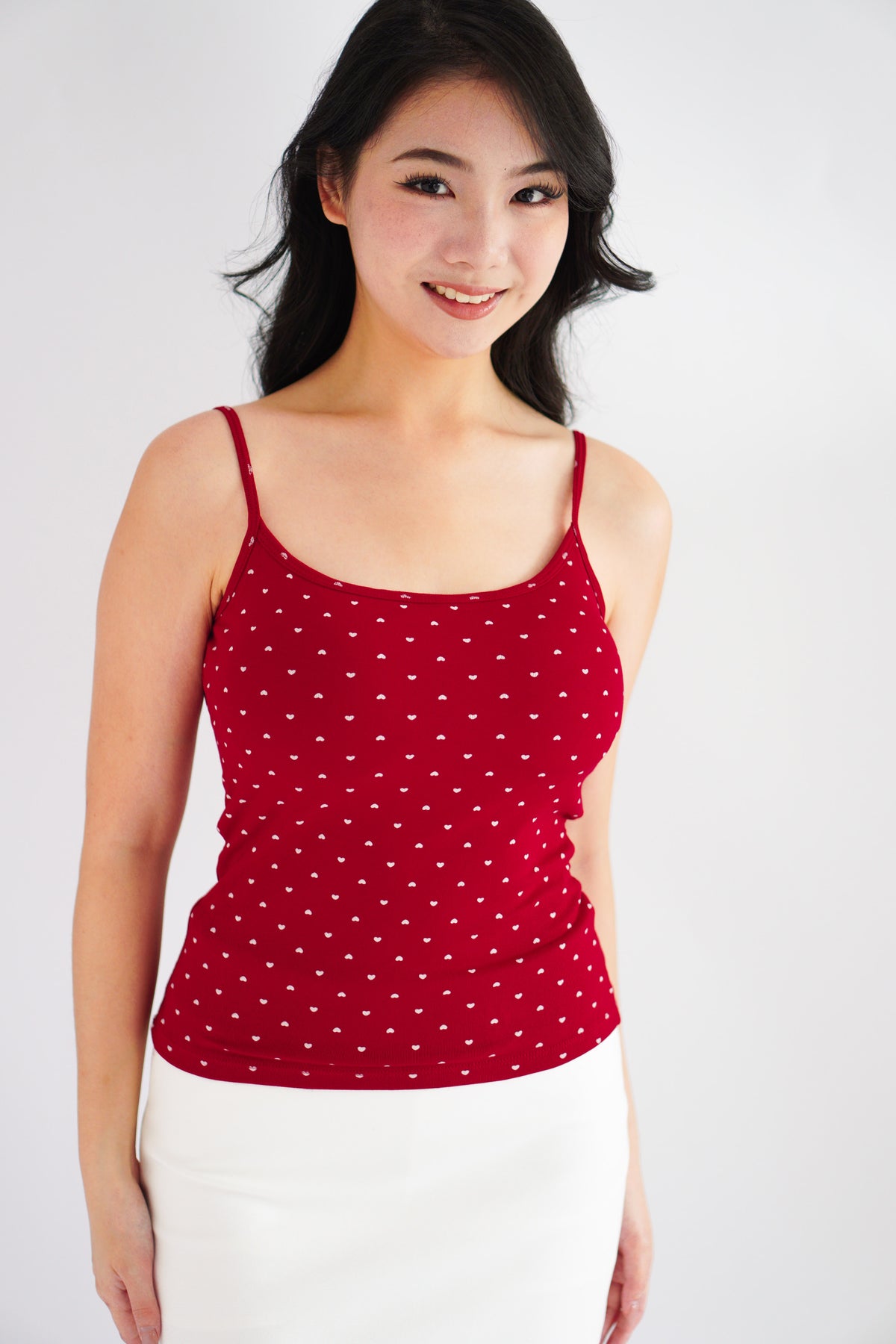 Hati Padded Camisole Top in Red Hearts