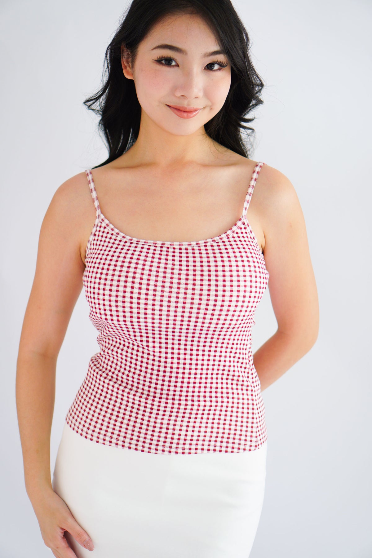 Mallym Padded Camisole Top in Red Gingham