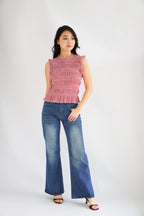 Danielle Bell Bottom Mid Waist Jeans in Blue