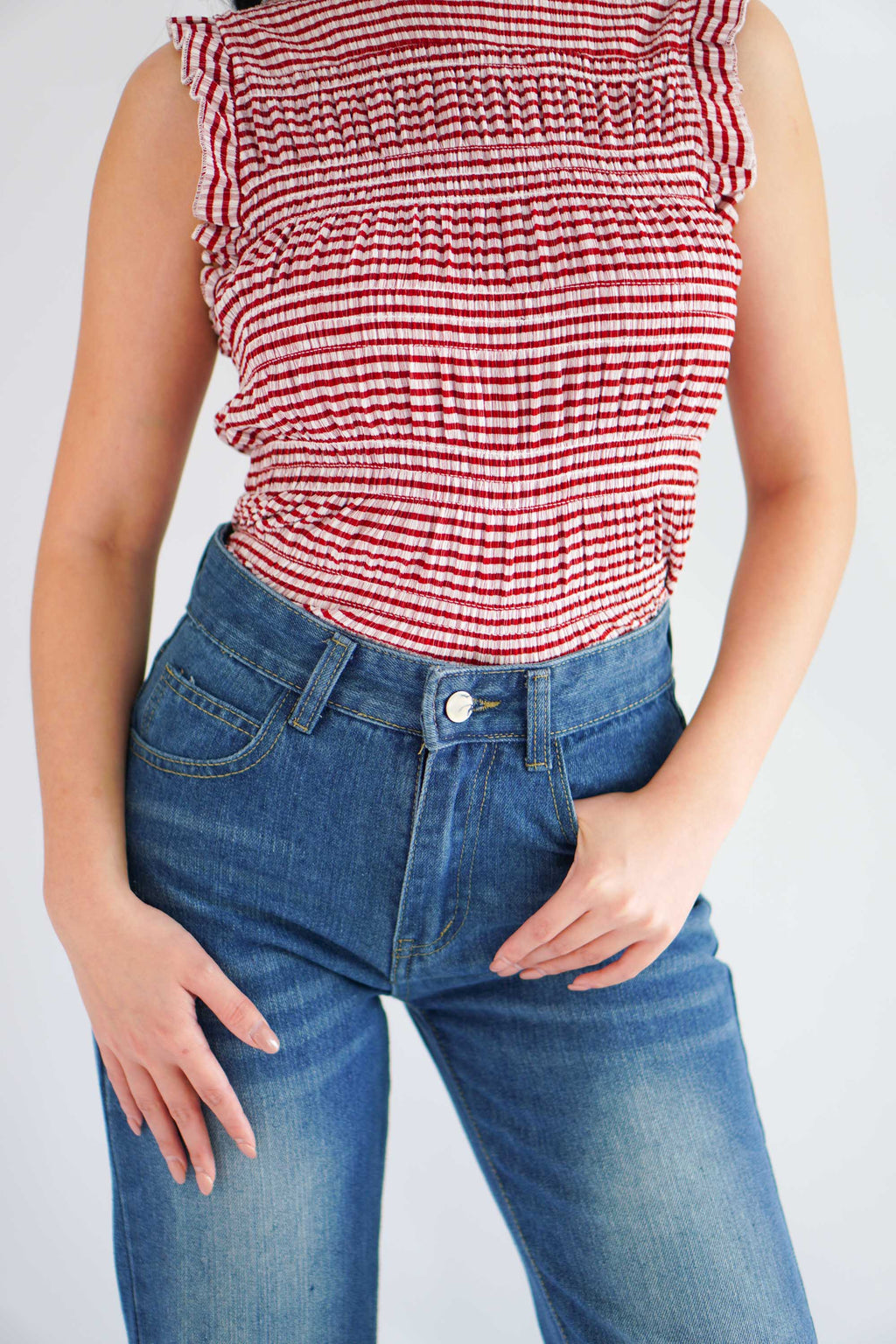 Danielle Bell Bottom Mid Waist Jeans in Blue