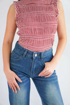Danielle Bell Bottom Mid Waist Jeans in Blue