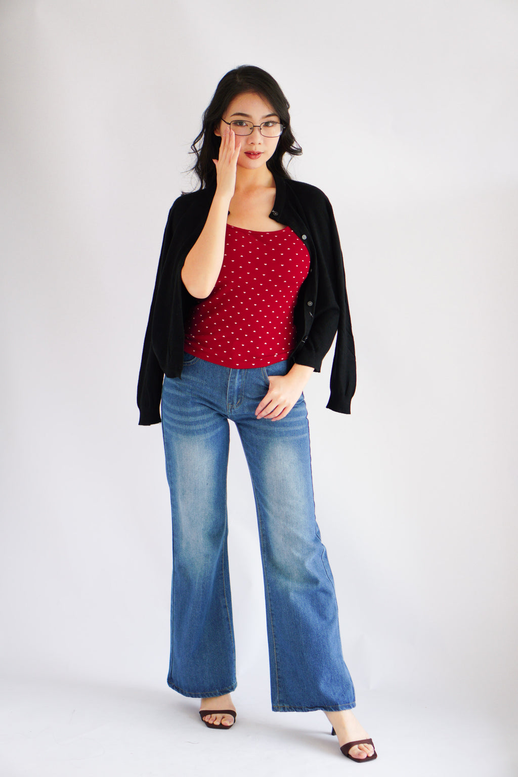 Danielle Bell Bottom Mid Waist Jeans in Blue