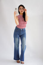 Danielle Bell Bottom Mid Waist Jeans in Blue