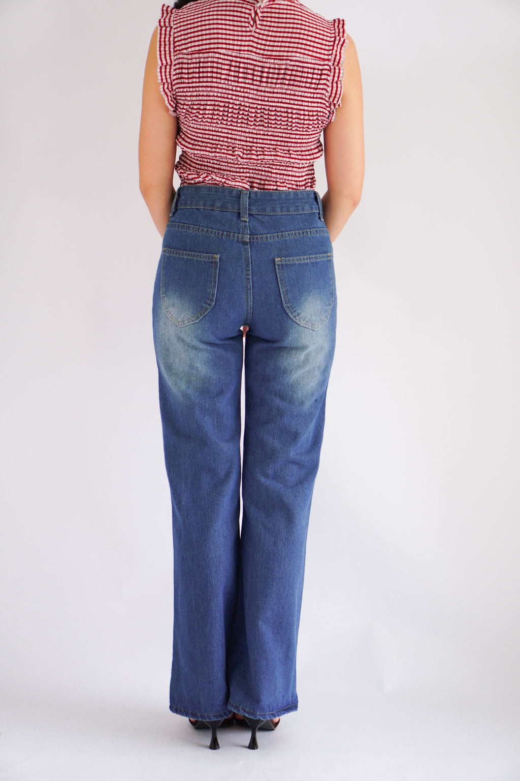 Danielle Bell Bottom Mid Waist Jeans in Blue