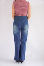 Danielle Bell Bottom Mid Waist Jeans in Blue