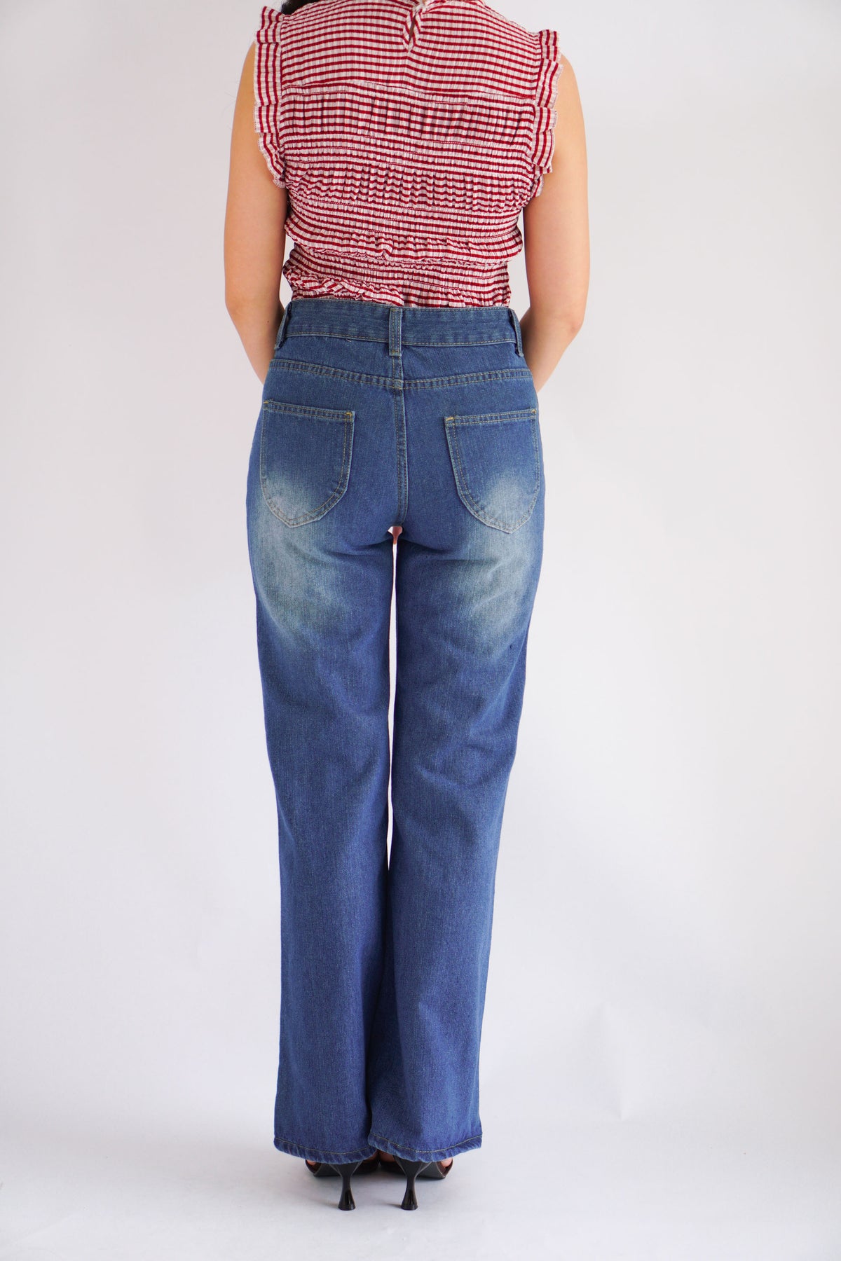 Danielle Bell Bottom Mid Waist Jeans in Blue