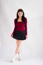 Clovy Chiffon Polkadot Mini Skirt in Black
