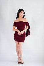 Dearaya Off Shoulder Bodycon Mini Dress in Red