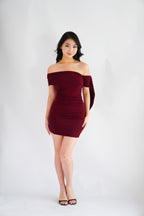 Dearaya Off Shoulder Bodycon Mini Dress in Red