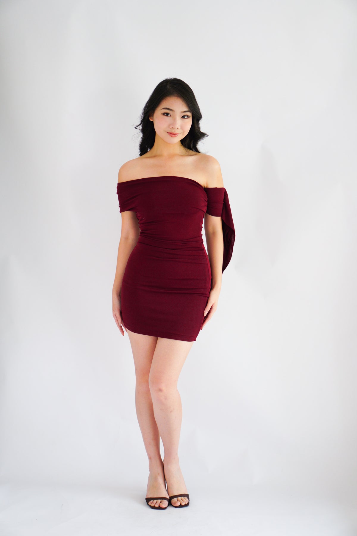 Dearaya Off Shoulder Bodycon Mini Dress in Red