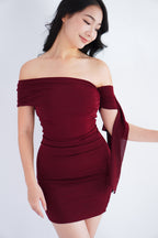 Dearaya Off Shoulder Bodycon Mini Dress in Red