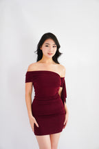 Dearaya Off Shoulder Bodycon Mini Dress in Red
