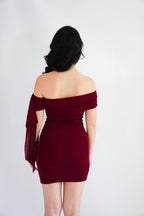 Dearaya Off Shoulder Bodycon Mini Dress in Red