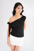 Sriya Toga Ribbon Self Tied Top in Black