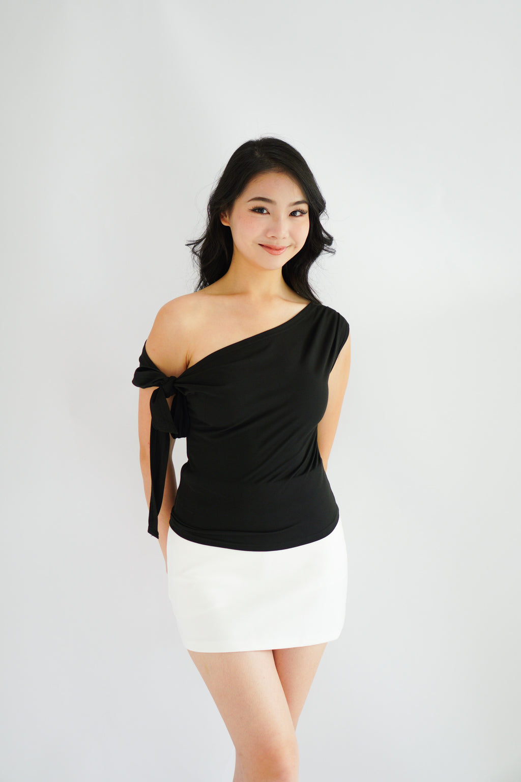 Sriya Toga Ribbon Self Tied Top in Black