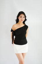 Sriya Toga Ribbon Self Tied Top in Black
