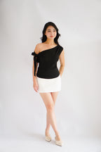 Sriya Toga Ribbon Self Tied Top in Black