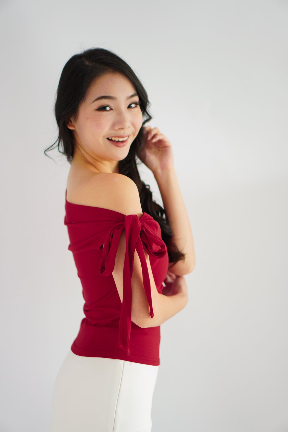 Sriya Toga Ribbon Self Tied Top in Red
