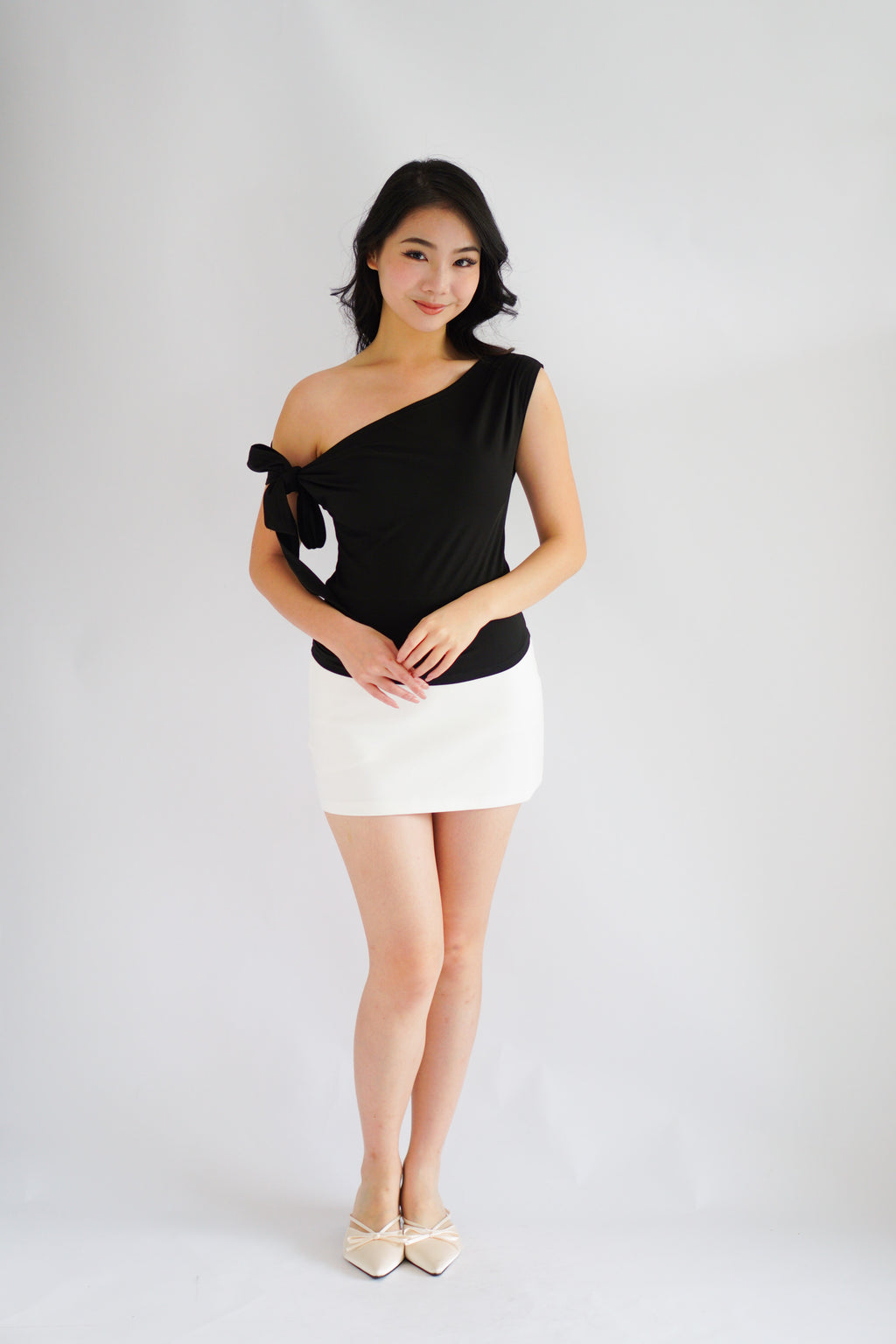 Sriya Toga Ribbon Self Tied Top in Black