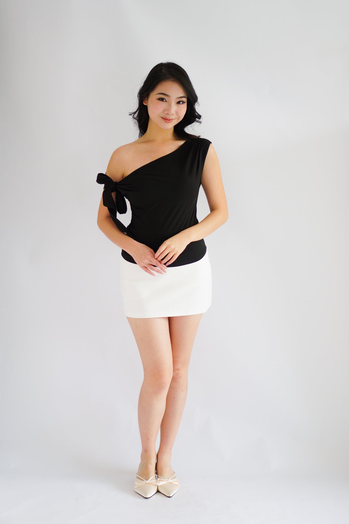 Sriya Toga Ribbon Self Tied Top in Black