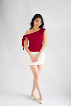 Sriya Toga Ribbon Self Tied Top in Red