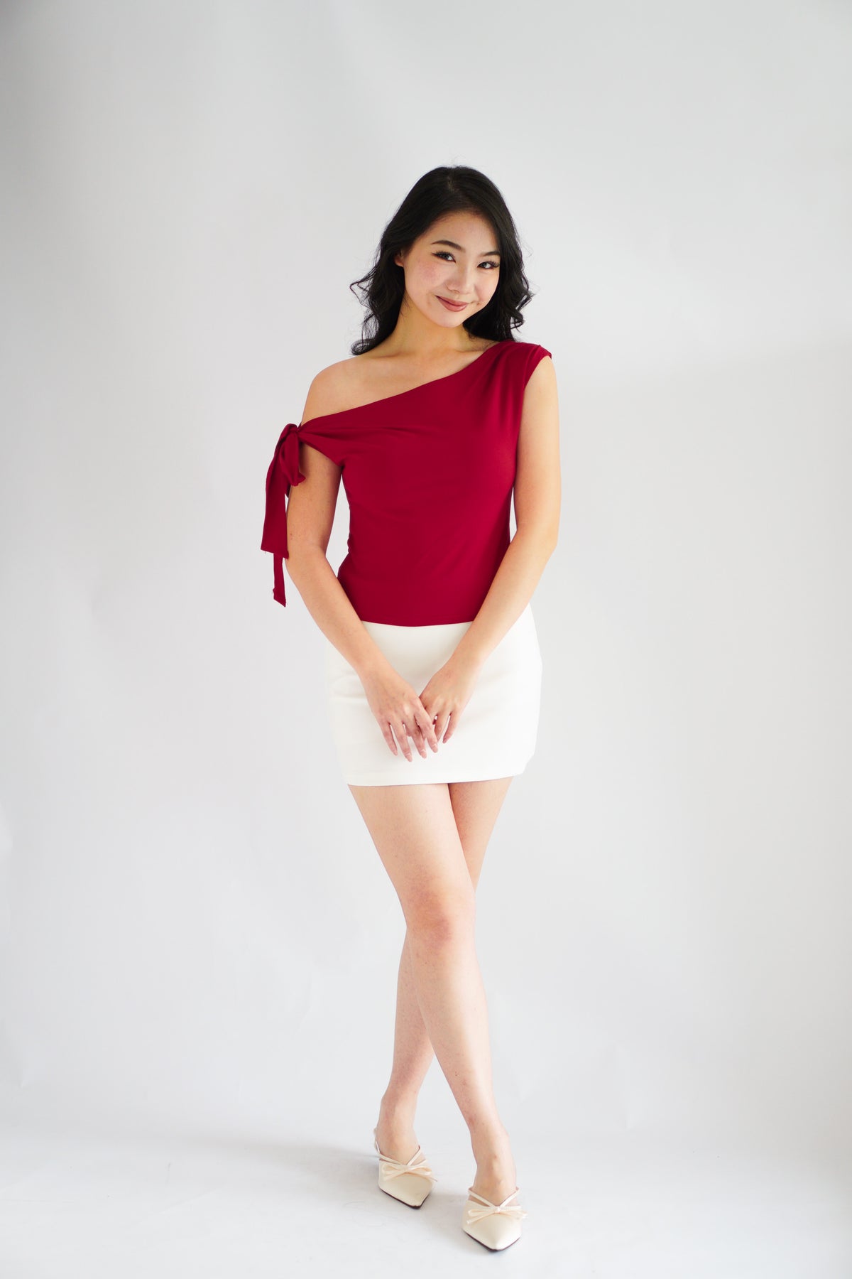Sriya Toga Ribbon Self Tied Top in Red