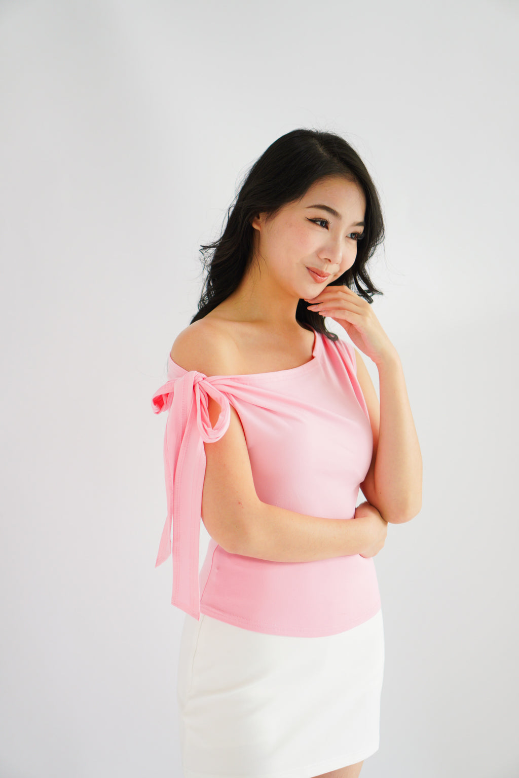 Sriya Toga Ribbon Self Tied Top in Pink