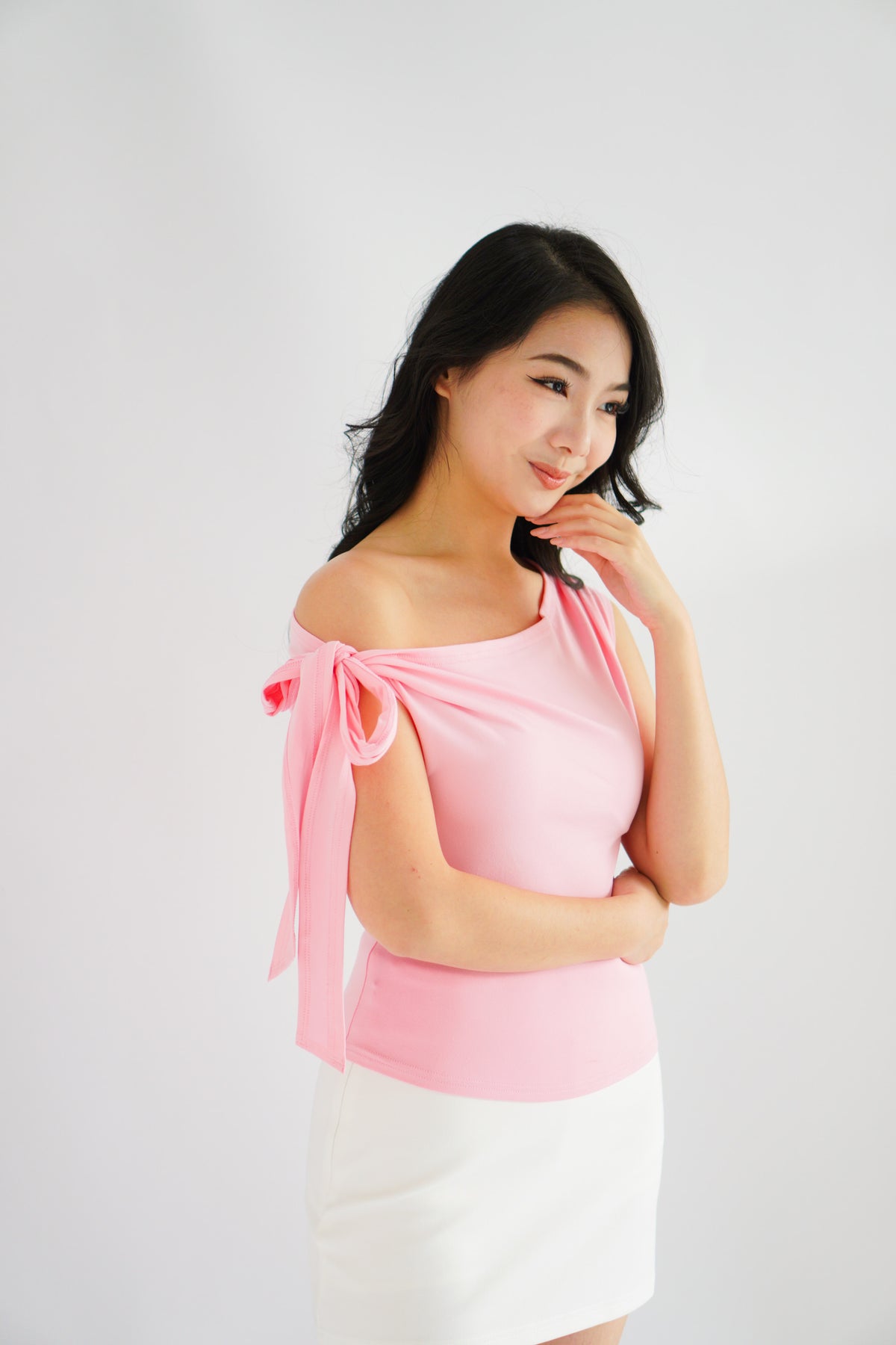 Sriya Toga Ribbon Self Tied Top in Pink