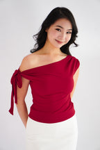 Sriya Toga Ribbon Self Tied Top in Red