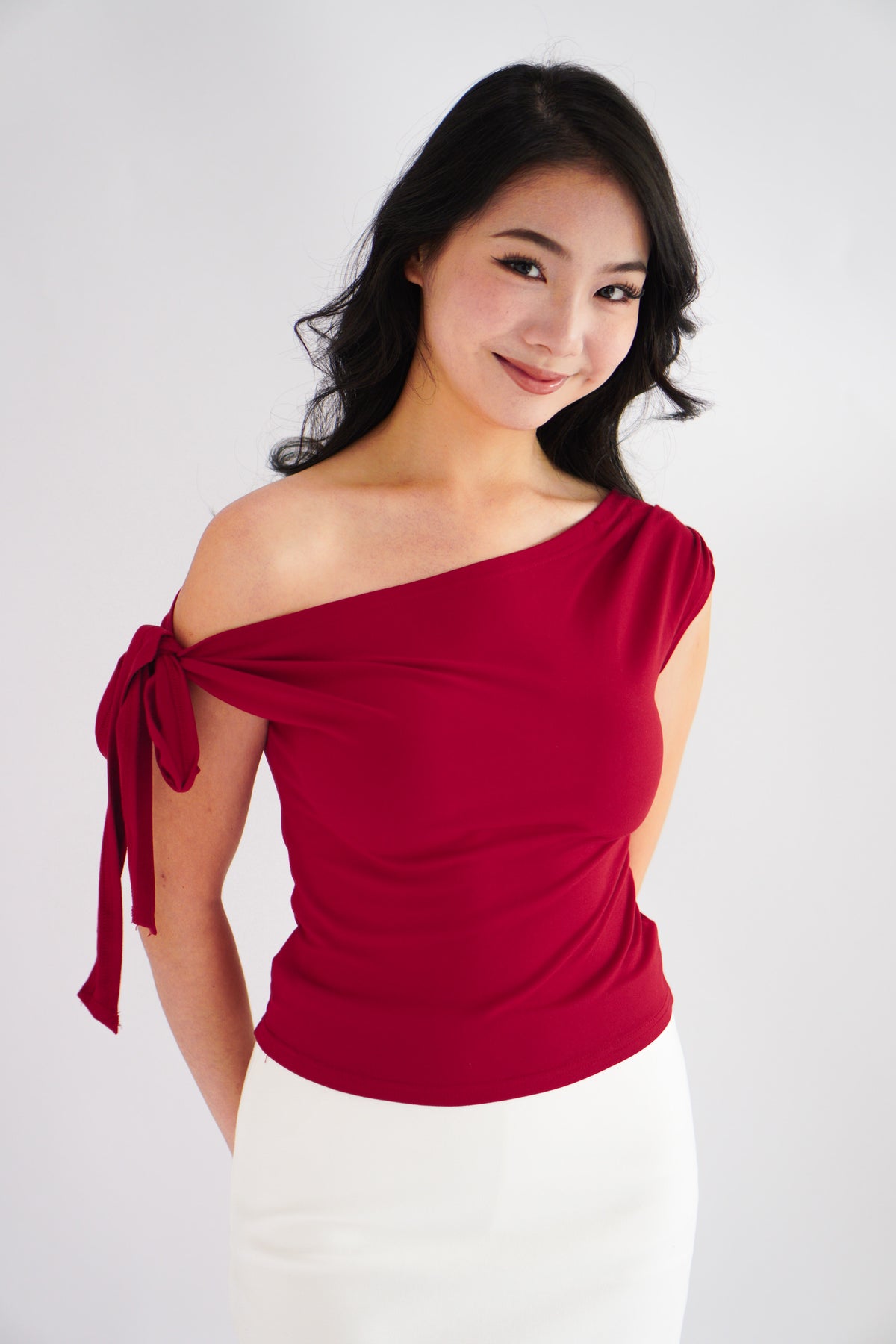 Sriya Toga Ribbon Self Tied Top in Red