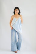 Zanara Asymmetrical Lace Camisole Top in Blue