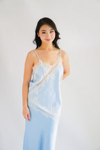 Zanara Asymmetrical Lace Camisole Top in Blue