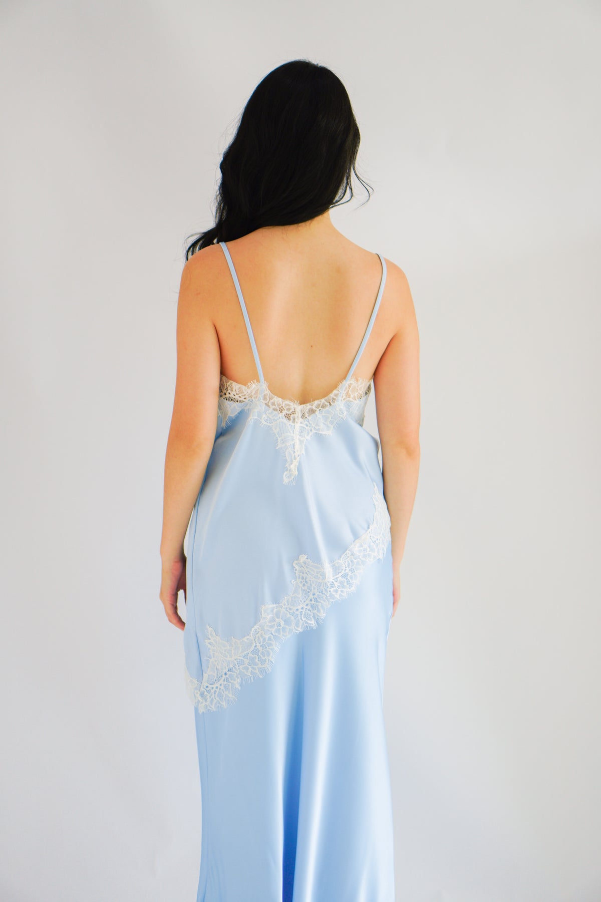 Zanara Asymmetrical Lace Camisole Top in Blue