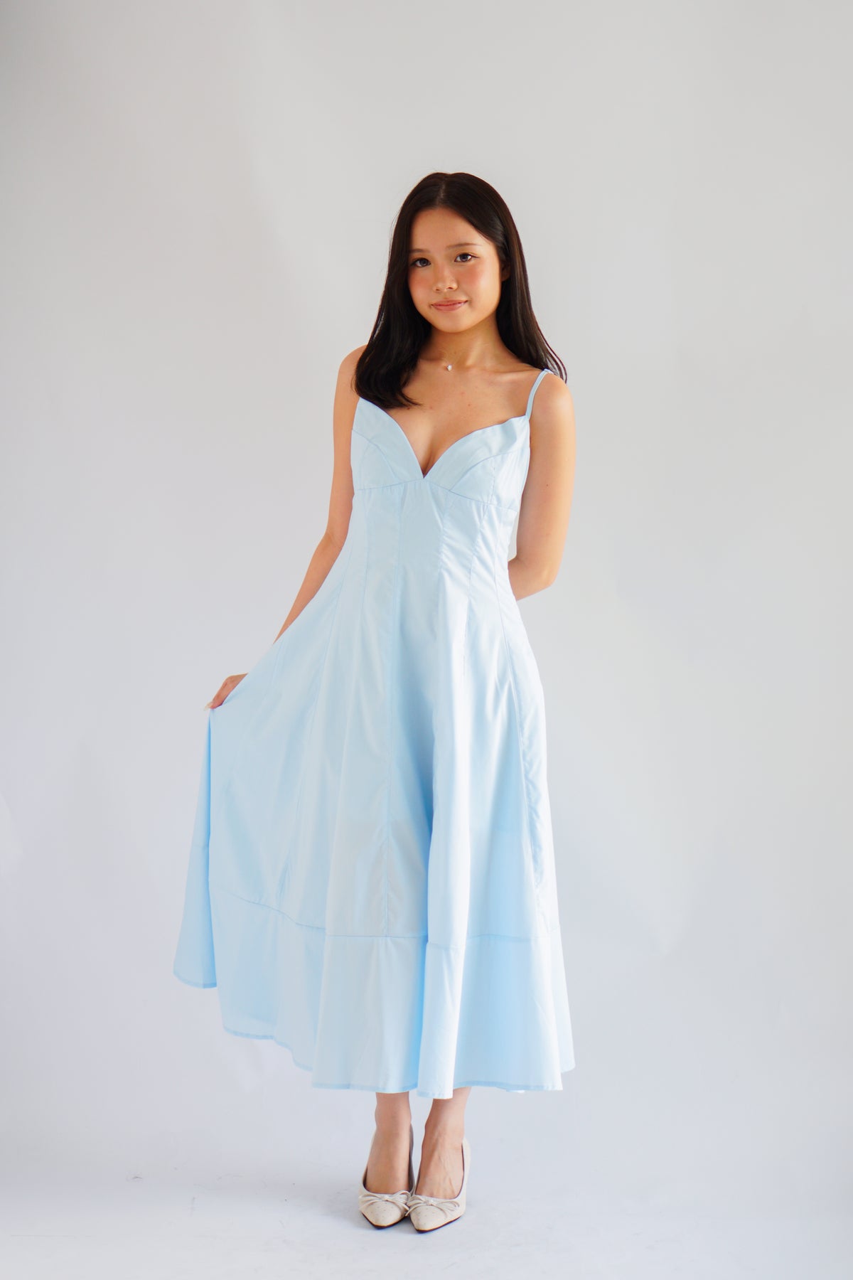 Positano Bustier Maxi Dress in Blue