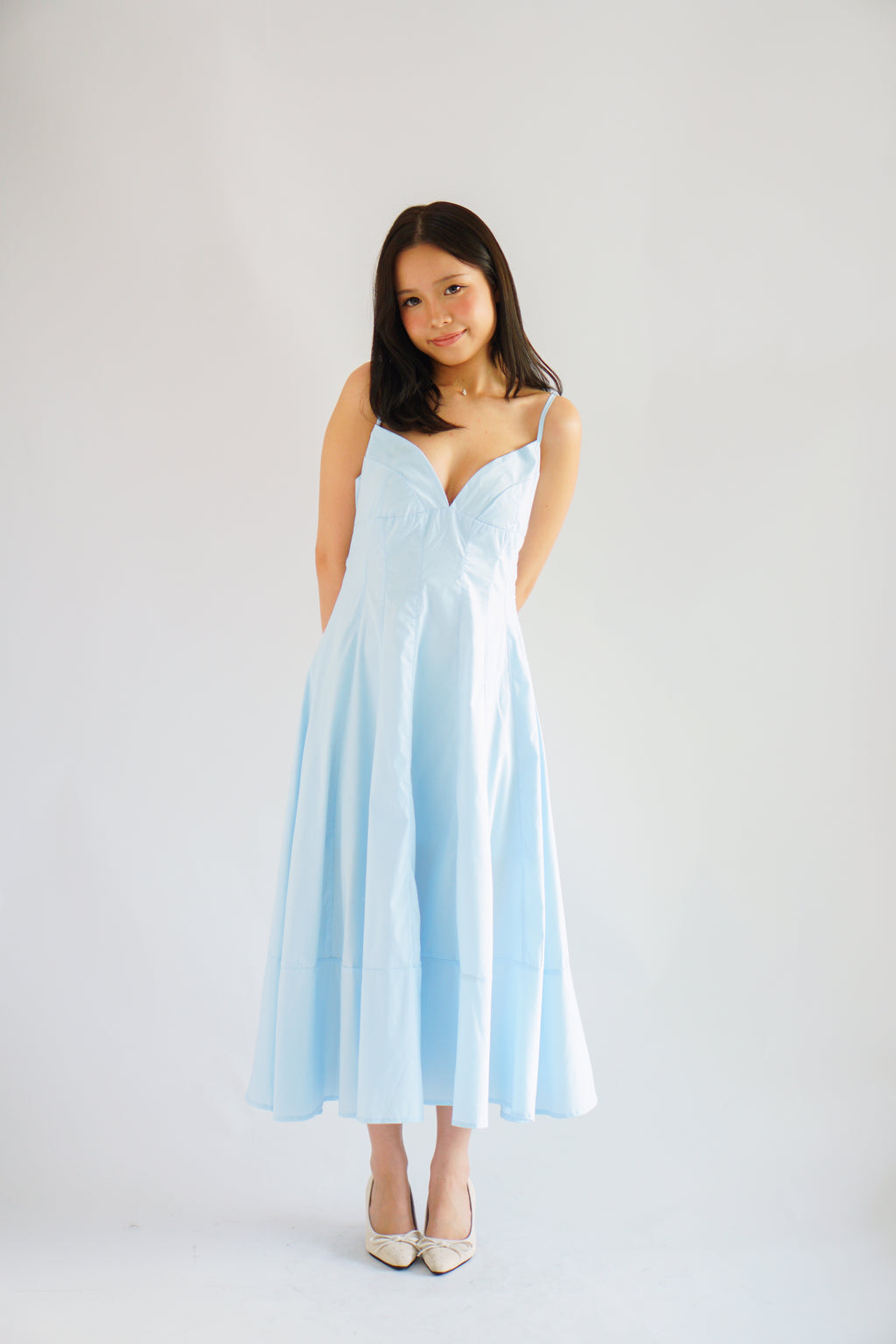 Positano Bustier Maxi Dress in Blue