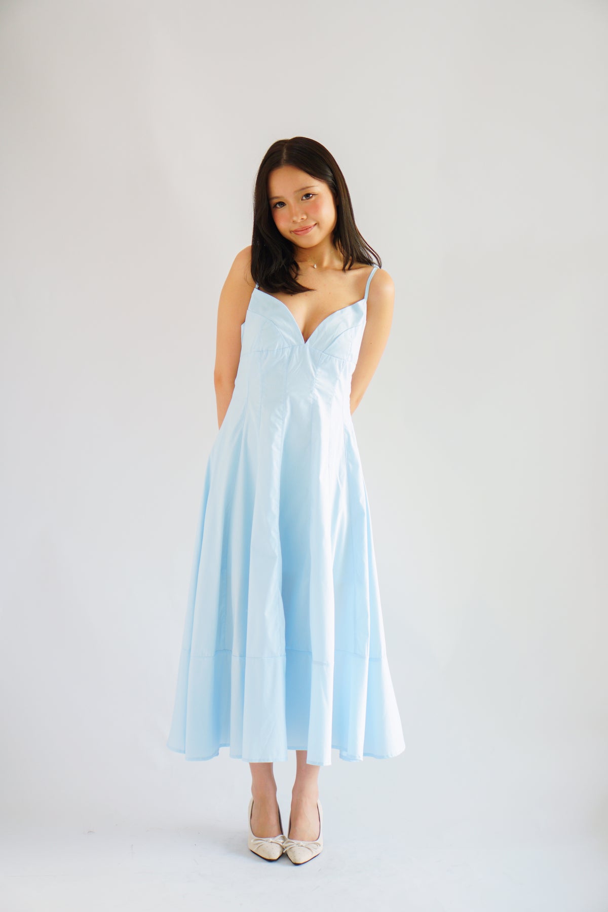 Positano Bustier Maxi Dress in Blue