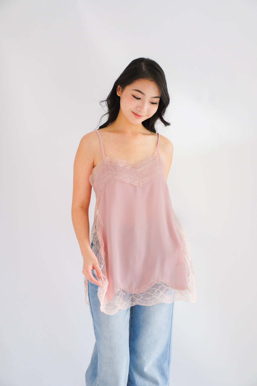 Misoria Lace Camisole Top in Pink
