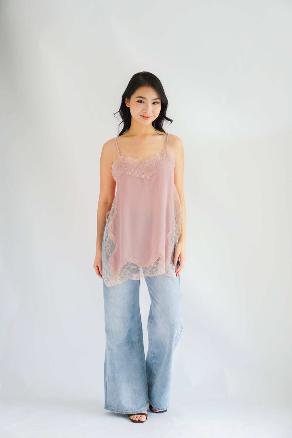 Misoria Lace Camisole Top in Pink