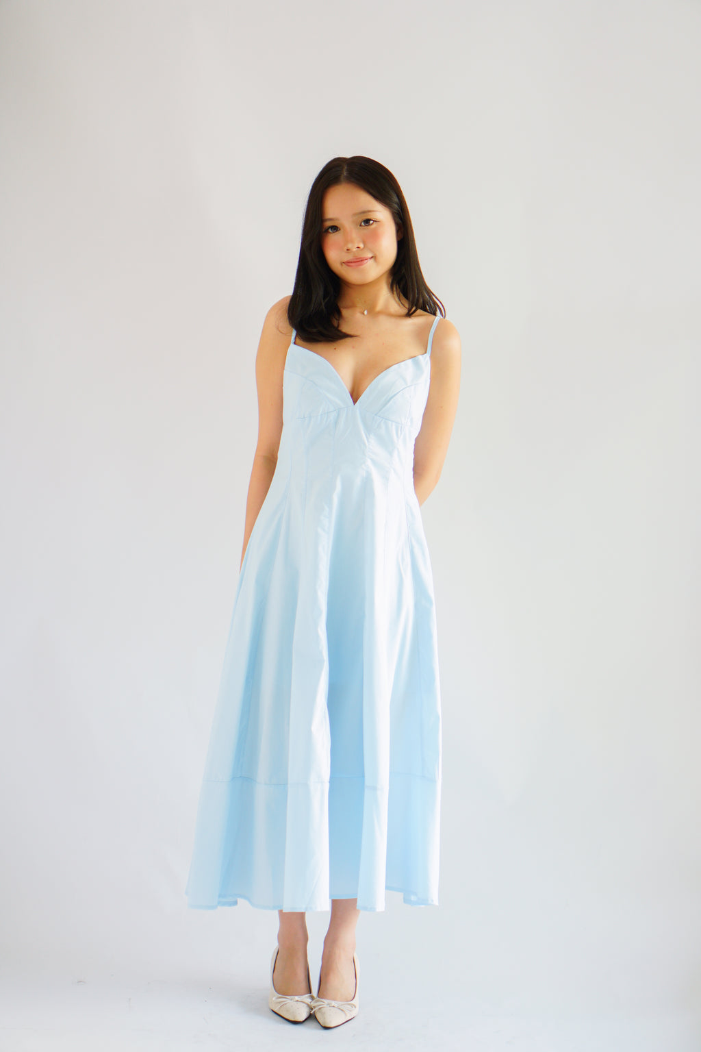 Positano Bustier Maxi Dress in Blue