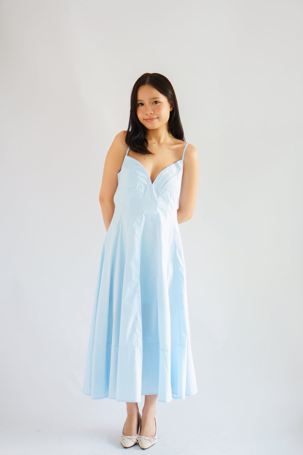 Positano Bustier Maxi Dress in Blue